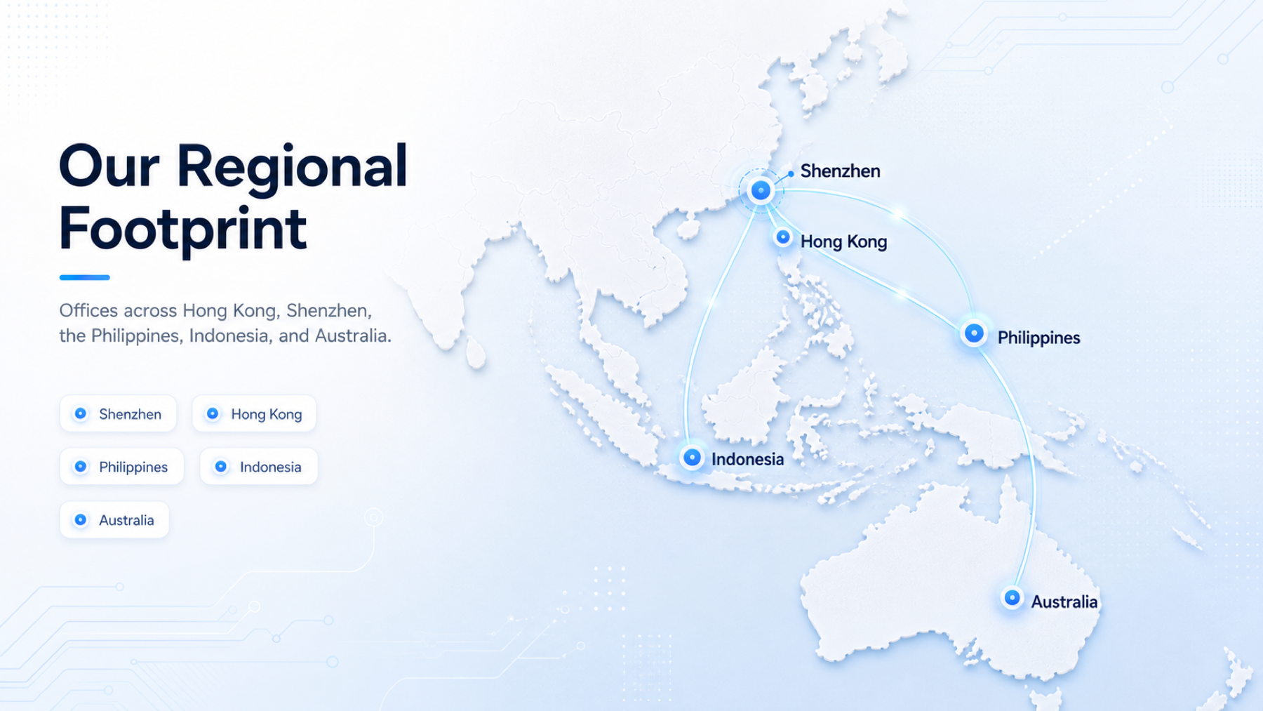 xlab 在香港、深圳、菲律宾、印尼和澳洲的区域办公室布局地图